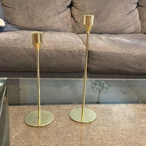Gold candle stick holder set